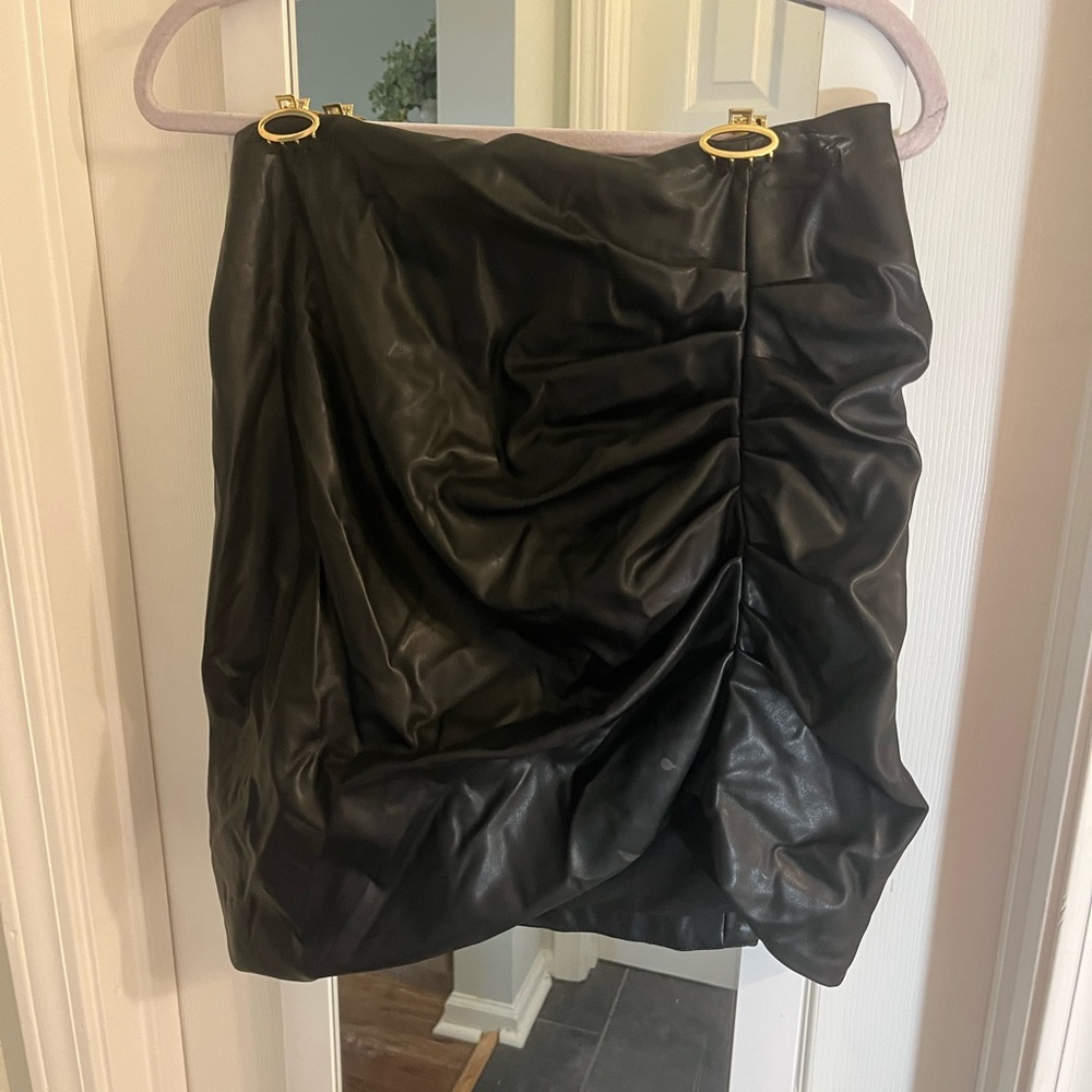 DO+BE Black Mini Skirt with Gold Accents